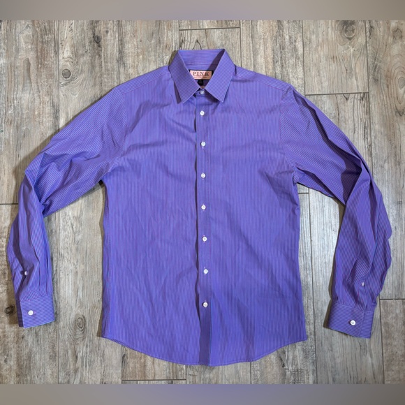 THOMAS Pink slim fit men’s button down long sleeve shirt size 15 - Picture 1 of 5